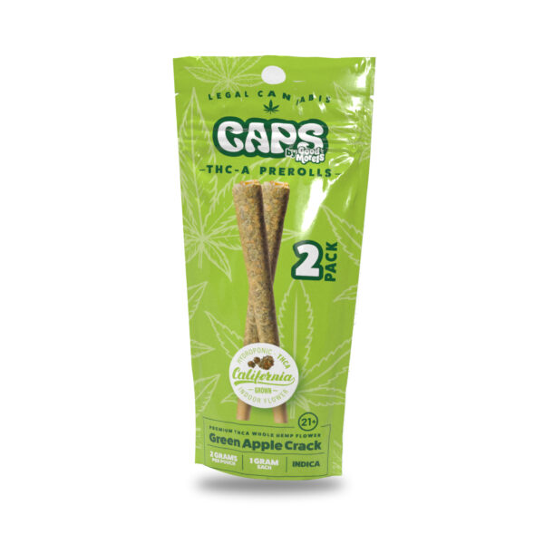 Caps Green Apple Crack Indica Pre-Rolls – 2 Packs
